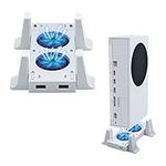 Mcbazel Cooling Stand for Xbox Series S Console Cooling Fan Cooler System Vertical Charging Station Dock With USB Charger Ports for Series S Docking Station Cooling Accessory - White (Only for Xbox Series S)