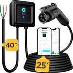 EVIQO EV Charger Level 2-48 Amp Level 2 EV Charger, 240V J1772 Charger Hardwired, EV Chargers for Home Level 2, EV Level 2 Charger, Electric Car Charger Level 2, EVSE EV Charging Station 25' Cord