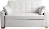 Serta Ainsley 66.5" Convertible Sleeper Loveseat, Full Size, Dreamcoil Comfort, Soft Woven Fabric, Oyster