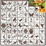 Small Butterfly Craft Stencils for Painting 3 inch Bee Dragonfly Hummingbird Bird Nature Stencils for Kids Adults on Wood Fabric Rock Card Art Paint Wall Furniture Home Decor (60 Animals)