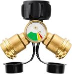 Homzenify Propane Tank Y Splitter with Gauge - 2 Way LP Gas Adapter with Gas Level Indicator for BBQ Grills, Camping Stoves, Gas Burners, RV Heater and More - QCC1/Type 1 Connector Propane Tee