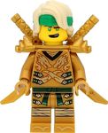 LEGO Ninjago Mini Figure Lloyd (Golden Ninja, Yellow Head, Hairpiece) with Shoulder Armor and Swords