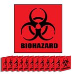 12 Pack Biohazard Sticker Sign, 6x6 Inches Waterproof Biohazard Warning Label Coated Paper, Self Adhesive Durable Biohazard Decal Stickers Use for Labs, Hospitals and Industrial Chemical Containers