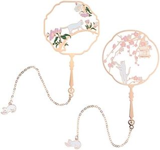 EMSea 2PCS Metal Bookmarks Classical Vintage Hollow Book Page Marks with Tassel Pendant Cat and Flower Partterns Reading Supplies for Reader Rose Gold