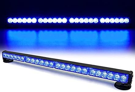 FOXCID 24 LED Emergency Hazard Warning Strobe Flashing Light Bar Wireless Battery W/Magnetic Base and Rechargeable Plug for Beacon Rooftop Safety Vehicles Tow Trucks Tractor Snowplow, Blue