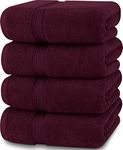 Utopia Towels 4 Pack Premium Bath Towels Set, (27 x 54 Inches) 100% Ring Spun Cotton 600GSM, Lightweight and Highly Absorbent Quick Drying Towels, Perfect for Daily Use (Burgundy)