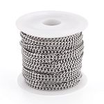 PH PandaHall Pandahall 16.4 Feet Stainless Steel Cuban Link Chains Unwelded Small Metal Jewelry with Spool Roll for Men Women Necklace Making Bracelet, 3.5x3x1mm FIND-YS0001-20-Yilisi