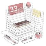 RETHONE 33 PCS Desk Organizer, Clear Drawer Organizer Set for Makeup Jewelry Utensil Office Gadgets