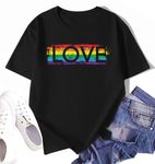 LINZEOO Pride Shirts Women Gay Pride Love Rainbow Tshirt LGBT Short Sleeve LGBTQ Tee Top