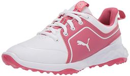 Puma Golf Unisex-Kid's Grip Fusion 2.0 Golf Shoe, Puma White-Rapture Rose, 6 M US Big Kid
