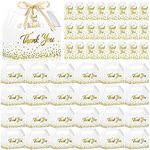 Qilery 24 Sets Thank You Treat Boxes with Ribbon and Card 6 x 3.5 x 3.5 Inches Gable Boxes Party Favor Boxes Thank You Gift Box for Wedding, Birthday, Baby Shower Celebrations(White)