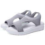 Women Lightweight Platform Sandals Bohemian Beach Casual Shoes Summer Comfortable Wedge Mule Grey 8.5 UK