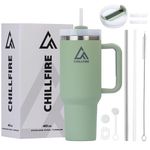 ChillFire 40oz Tumbler with Straw and Lid | 100% Leakproof Insulated Tumbler | 2 Days Iced | Unique Accessories | Stainless Steel Tumbler with Straw | Drinking Cup with Straw | Travel Mug with Handle