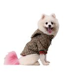HQREA Dog Hoodie Luxury Dog Clothes Winter Dog Jacket Classic Designer Pet Clothes Coat French Bulldog Teddy Pug Puppy Clothes… Brown XXL