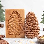 Carved Wooden Cookie Mold Kitchen Cookie Cutter Gingerbread Cookie Stamp Biscuit Press Stamp Molds Pine Cones Provence Rose Cookie Cutter for Cookie Stamp(Pine cones)