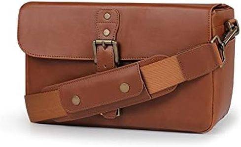 MegaGear Leather Camera Messenger Bag for Mirrorless, Instant & DSLR Cameras, Light Brown (MG1525)