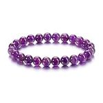 CrystalTears Amethyst Healing Crystal Bracelet 8mm Natural Gemstone Bead Bracelets for Women Amethyst Quartz Crystal Stone Stretch Bracelet Crystal Mothers Day Gifts for Mum Women Her