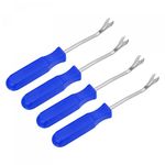 uxcell 4 Inch All-Purpose Nickel Plated Manganese Steel Fastener Remover Clip Removal Tool with Blue Plastic Handle, for Window Door Panel, Rivet, 4Pcs