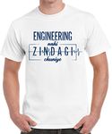 Caseria Men's Round Neck Cotton Half Sleeved T-Shirt with Printed Graphics - Engineering Zindagi (White, MD)