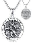 St Christopher Necklace for Men 925 Sterling Silver Protection Necklaces Silver Necklace for Men Religious Amulet Jewelry Gift for Men Boys