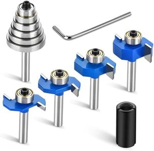 4pcs Router Bits 1/4 Shank with 6 Bearings Set 1/16", 1/8", 3/16", 1/4", 5/16", 3/8". Rabbeting Router Bit for Wood Grooving, Interchangeable Bearings with 1/2" to 1/4" Router Collet