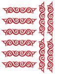 10 Pieces Swirl Embroidered Applique with Gold Trimming Scroll Iron on Patch Vine Border Lace Fringe Edge for Medieval Costume Wedding Dress Pillow Sewing Accessories (Red)