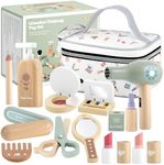 GAGAKU 16-Piece Wooden Make Up Set for Kids, Pretend Play Beauty Kit for Girls with Realistic Accessories | Ideal Toddler Make Up Set Age 3+ & Creative Gift