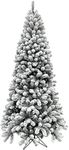Fraser Hill Farm 7.5-Ft. Alaskan Pine Flocked Artificial Christmas Tree with Stand, Unlit Foldable Fake Tree with Realistic Snowy Foliage for Home Decoration