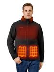 ORORO Men's 5 Heat Zones Softshell Heated Jacket with Power Bank, Fleece Lined Heated Coat (Black, XL)
