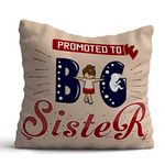 Giftcart Promoted to Big Sister Cushion Cover 30 x 30 cm (12x12) Multicolor, Gifts for Sister, Siblings (Poly Velvet)