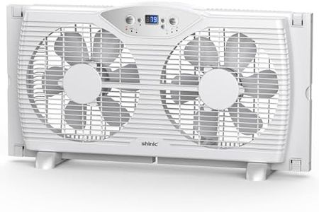 shinic Twin Window Fan with Reversible Airflow, Thermostat Controlled, 3 Speeds & 3 Functions(Exhaust, Intake & Circulate), 23.8" - 37" Expandable Width for Home Kitchen Use