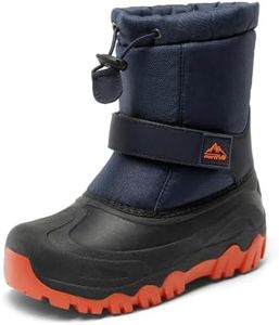 NORTIV 8 Kids Snow Winter Boots Boys,Navy Blue,5 Big Kid