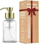 MaisoNovo Glass Foaming Hand Soap Dispenser 14 Oz | Gold Foaming Soap Dispenser Clear Bottle Gold Pump x 1 w/Labels