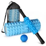 4 in 1 Foam Roller Set, Massage Roller for Back and Legs with Massage Ball and Muscle Roller Stick for Deep Tissue Massage, Yoga Pilates, Exercise, All in Carry Bag