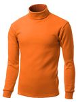 Men Double long sleeve layer Turtleneck Top ORANGE size 2XL