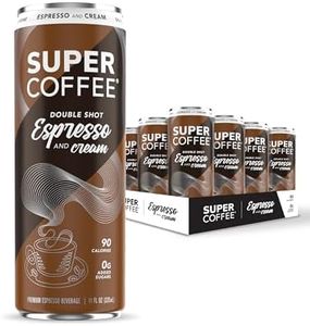 SUPER COFFEE Espresso, Iced Keto Coffee (0g Added Sugar, 90 Calories) [Espresso & Cream] 11 Fl Oz, 12 Pack | Iced Smart Coffee - SoyFree GlutenFree
