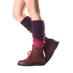 Greenlans Women Striped Ethnic Knitting Wool Footless Leg Warmers Knee High Boot Socks (One Size, Purple#)