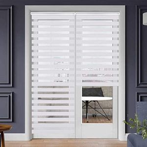 SEEYE Zebra Blinds for Windows - French Door Blinds Roller Dual Shades Light Control Window Treatments Horizontal Day and Night Sheer, 29.5" W x 90" H, White