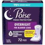 Poise Overnight Incontinence Pads Ultimate Absorbency Extra Coverage, 72 Count