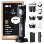 Braun Beard Trimmer Men Series 9, +14 Barbering Tools, Power Boost & Lifetime Sharp ProBlade, 180 Min, with Fade, 52 Lengths, PrecisionWheel & Lock, Waterproof, BT9565, Titanium