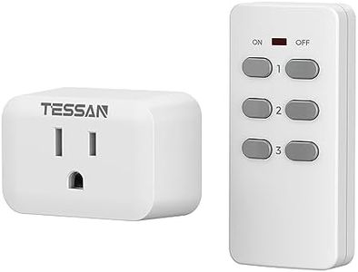 Remote Control Outlet, TESSAN Wireless Electrical Plug, On/Off Light Switch for Fan, Lamp, String Lights, Home Appliance, Wall Power Plug with 100ft RF Long Range, 15A/1875W(1 Remote + 1 Outlet)