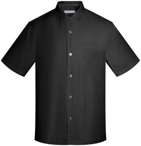 Havana Breeze Men's Silk Hawaiian Short Sleeve Button Down Shirt Casual Tropical Holiday Beach Shirts Black