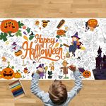 Tbsone Halloween Arts and Crafts for Kids –, 72 x 35 inch Coloring Tablecloth, Fun Coloring Sheets, and Creative Halloween Crafts – Perfect for Family Games and Festive Decorations