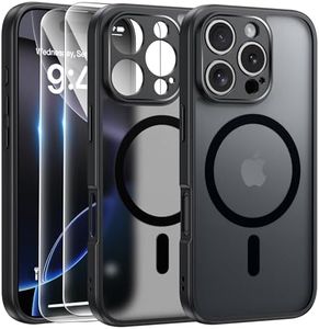 FLLAO Cover Magnetica per iPhone 16 Pro Custodia e 2 Pellicole in Vetro Temperato, Cover iPhone 16 Pro Magsafe, Custodia Traslucida Opaca Posteriore Sottile Antiurto Protettiva Case, Nero