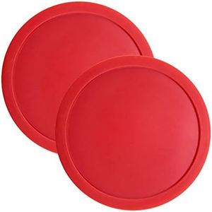 Set of Two Large Red 3 1/4 Inch Air Hockey Pucks for Full Size Air Hockey Tables by Brybelly