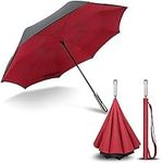 LFLFWY Inverted Reverse Umbrella Windproof - Large Upside Down Rain Umbrellas - 49 Inch for 2 Persons Wind Resistant Big Golf Umbrella with 10 Fiberglass Ribs for Women and Men