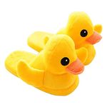 zteng Winter Warm Big Yellow Duck Plush Slippers, Unisex Adults Cute Rubber Duck Slippers for Indoor (4/6 UK)