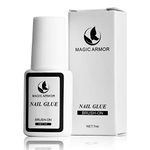 MAGIC ARMOR Nail Glue,Nail Glue for Acrylic Nails,Brush on Nail Glue Professional Nail Tip Glue,Nail Glue For Press On Nails False Nails Fake Nails Tips Adhesive with Glue Brush Press On Nail Tip Glue