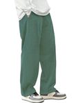 SMOWKLY Men's Premium Polycotton Causal Baggy Fit Jogger || Lightweight & Flexible Elastic Waist with Drawstring || Wrinkle-Free Comfortable Trouser Pant for Summer (1649_RG_30) Rama Green