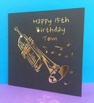 Personalised Trumpet Birthday Card - Jazz Band, Trumpeter, Orchestra, Concert Band, Cornet, Music, Paper cut, For him, for her, Musician